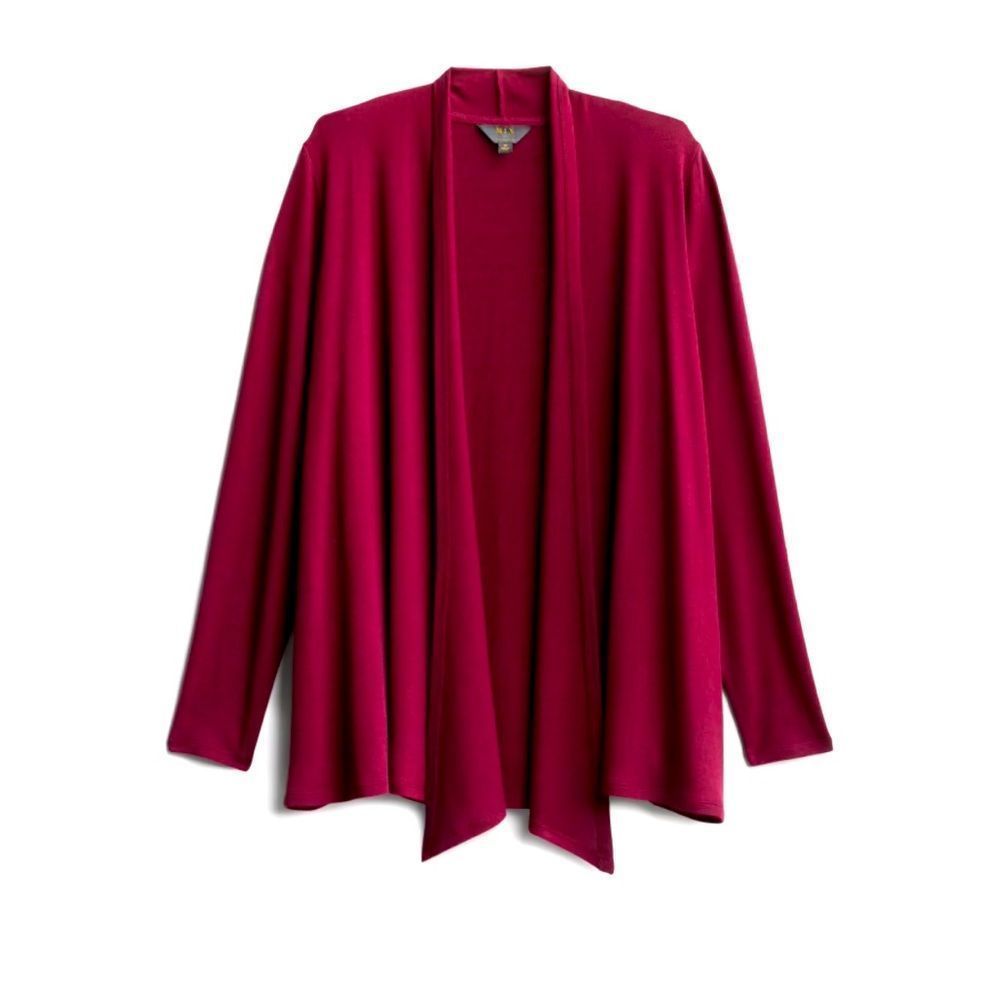 Maroon Long Sleeve Open Front Knit Cardigan